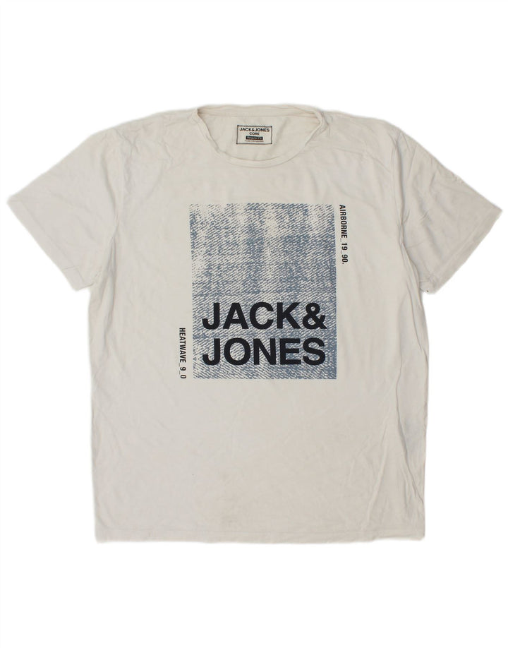 JACK & JONES T-Shirt Graphique Coupe Regular Homme XL Blanc Coton