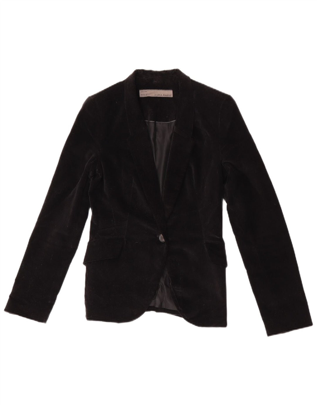 Zara Veste blazer en velours à 1 bouton pour femme UK 6 XS Noir