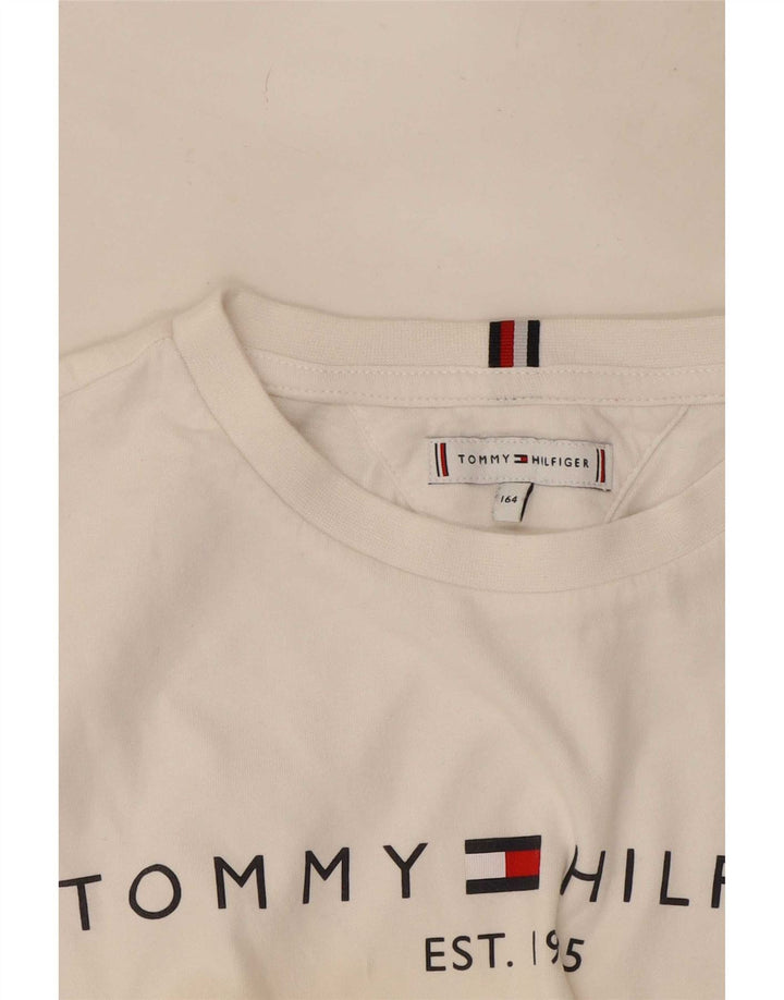 Tommy Hilfiger Haut graphique à manches longues pour garçon 13-14 ans Blanc