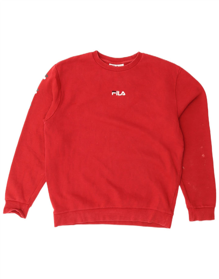 Fila Homme Graphic Sweatshirt Jumper Large Rouge Coton