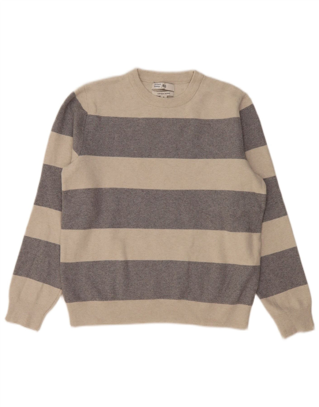 Marks & Spencer Pull ras du cou pour femme UK 14 Gris moyen rayé