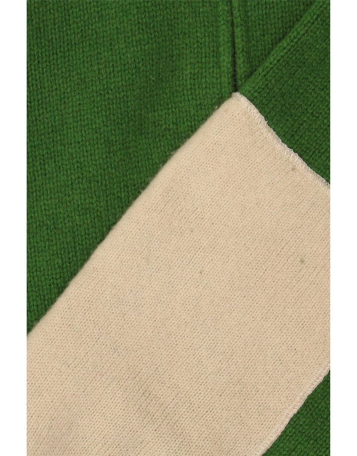 VINTAGE Cardigan graphique pour homme en laine color block vert moyen