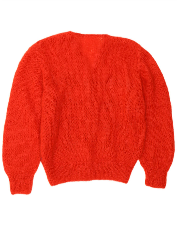 VINTAGE Pull Cardigan Femme UK 16 Grand Argyle Rouge/Diamant