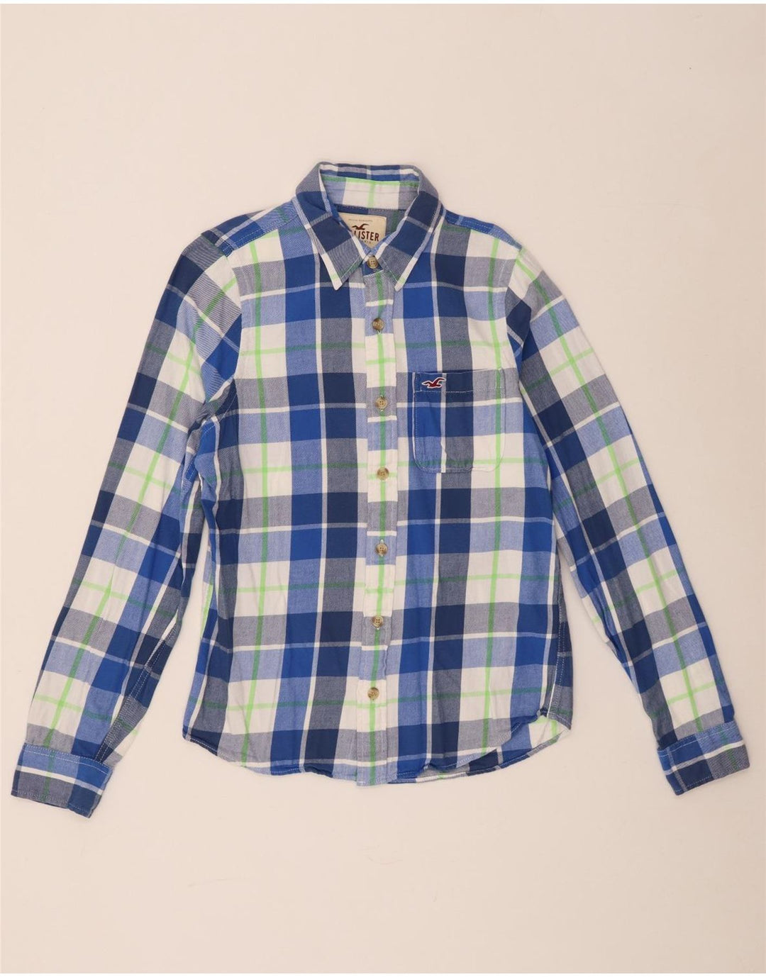 Hollister Chemise En Flanelle Homme Bleu Moyen Carreaux Coton