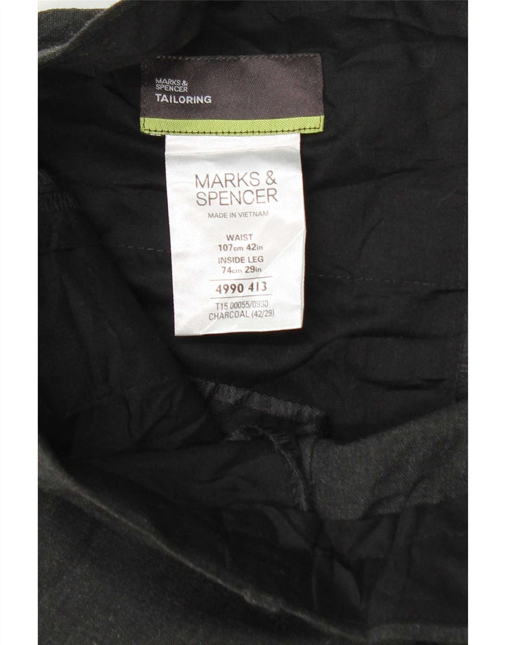 Marks & Spencer Pantalon de costume fuselé pour homme W42 L29 Gris Polyester