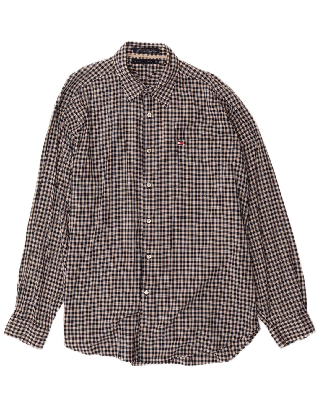 TOMMY HILFIGER Chemise Homme XL Noir Carreaux Coton