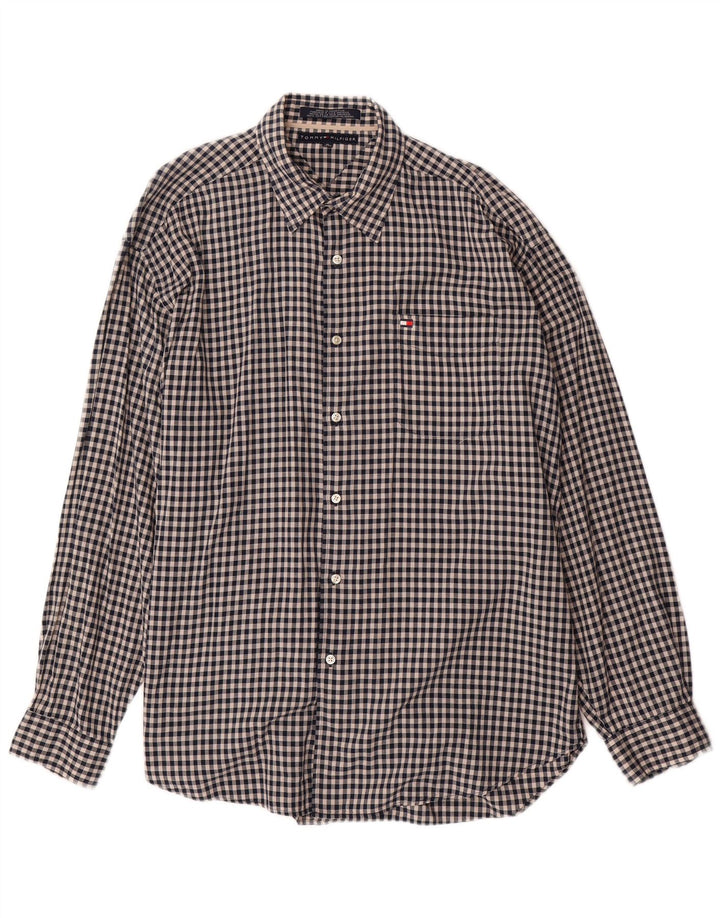 TOMMY HILFIGER Chemise Homme XL Noir Carreaux Coton