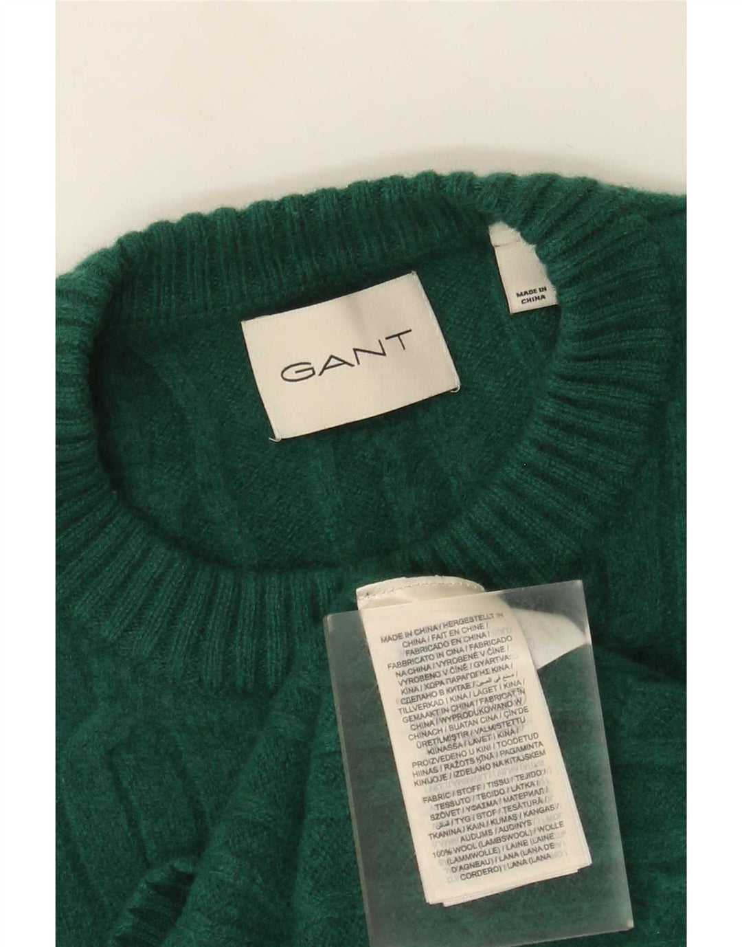 Gant Pull à col rond coupe classique pour homme en laine verte