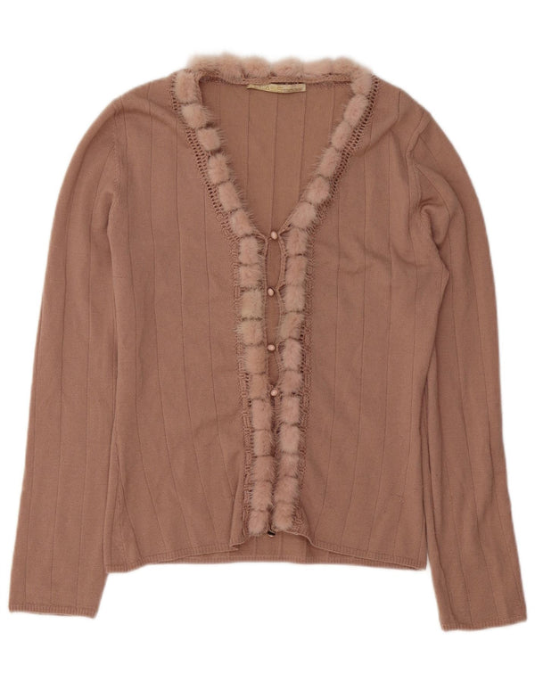 Roberto Cavalli Pull Cardigan pour Femme UK 12 Marron Moyen Mohair