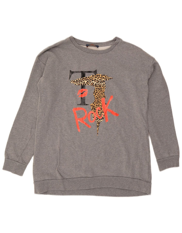 Trussardi Jeans Sweat-Shirt Graphique Homme Gris Large Coton