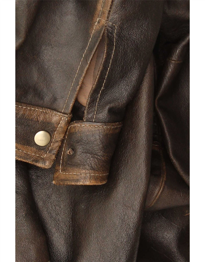veste en cuir homme vintage IT 48 Marron moyen