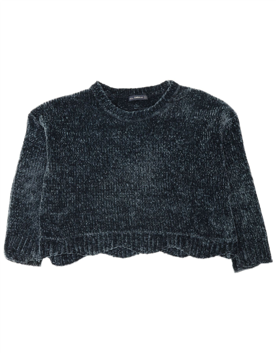 Zara Pull surdimensionné à col rond pour femme UK 14 Bleu marine moyen