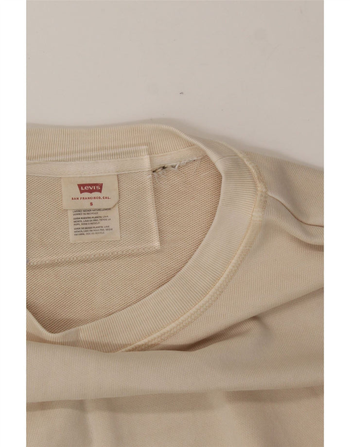 LEVI'S Womens Oversized Crop Sweatshirt Jumper UK 10 Small Beige Vintage Levi's and Second-Hand Levi's from Messina Hembry 