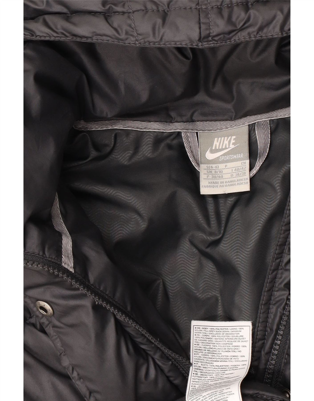 Nike Veste matelassée à capuche pour femme UK 8/10 Small Noir Polyester