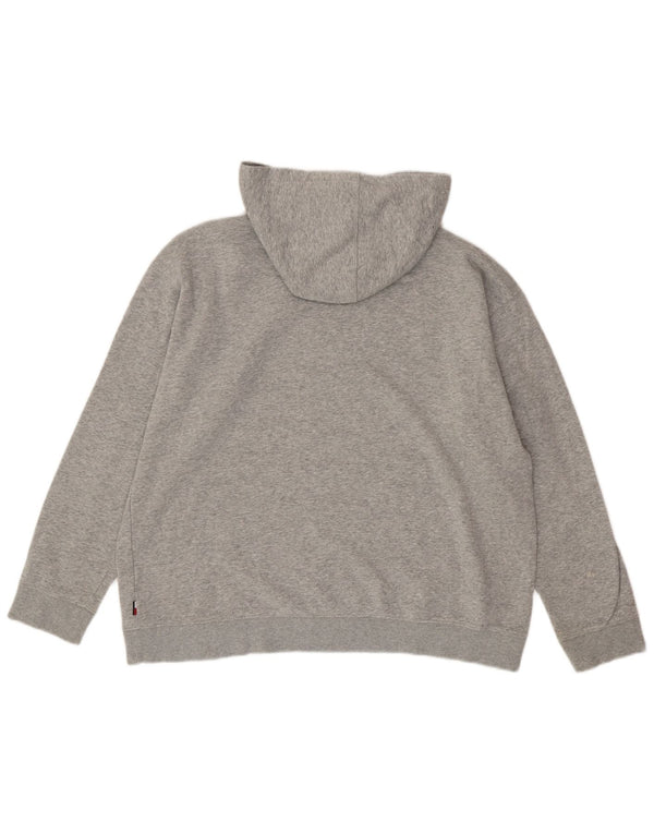 TOMMY HILFIGER Pull à capuche graphique surdimensionné pour femme UK 16 Large Gris