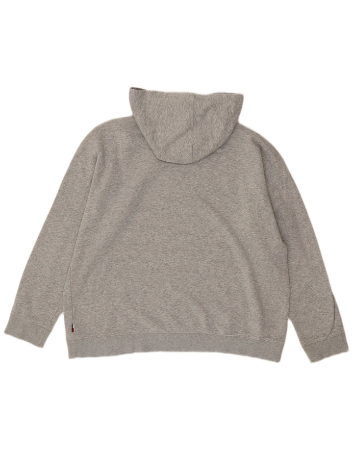 TOMMY HILFIGER Pull à capuche graphique surdimensionné pour femme UK 16 Large Gris