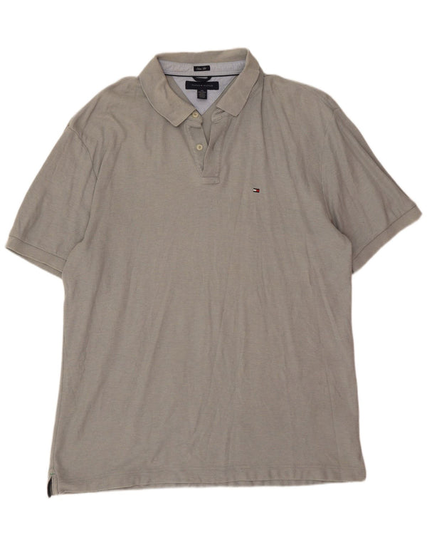 Tommy Hilfiger Polo coupe slim pour homme 2XL Gris Coton