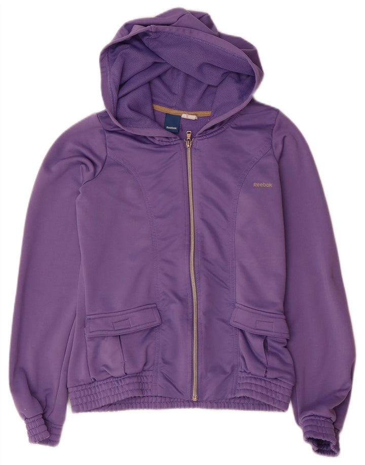Reebok Pull à capuche zippé pour femme UK 12 Violet moyen Polyester