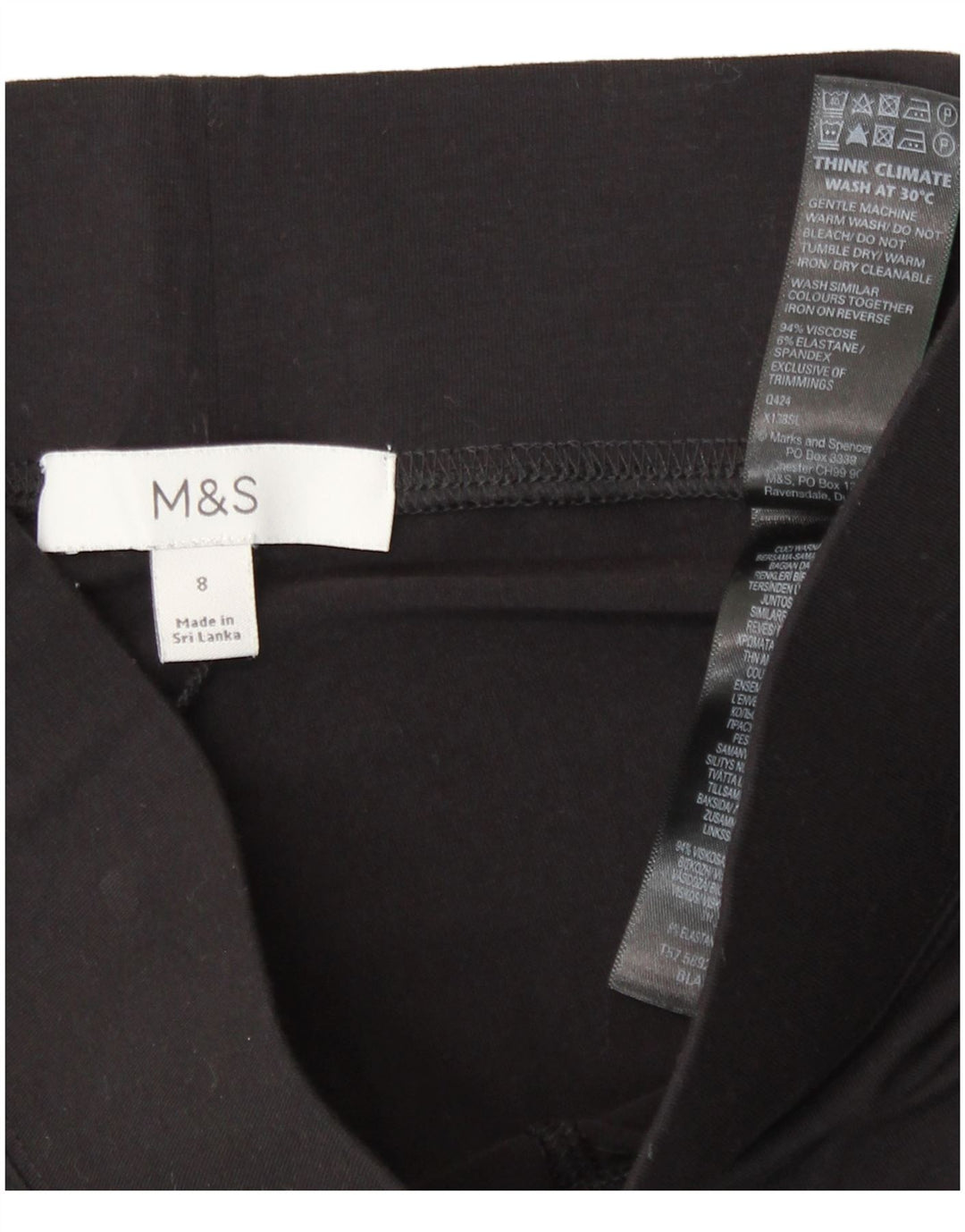 Marks & Spencer Legging court pour femme UK 8 Small Noir Viscose