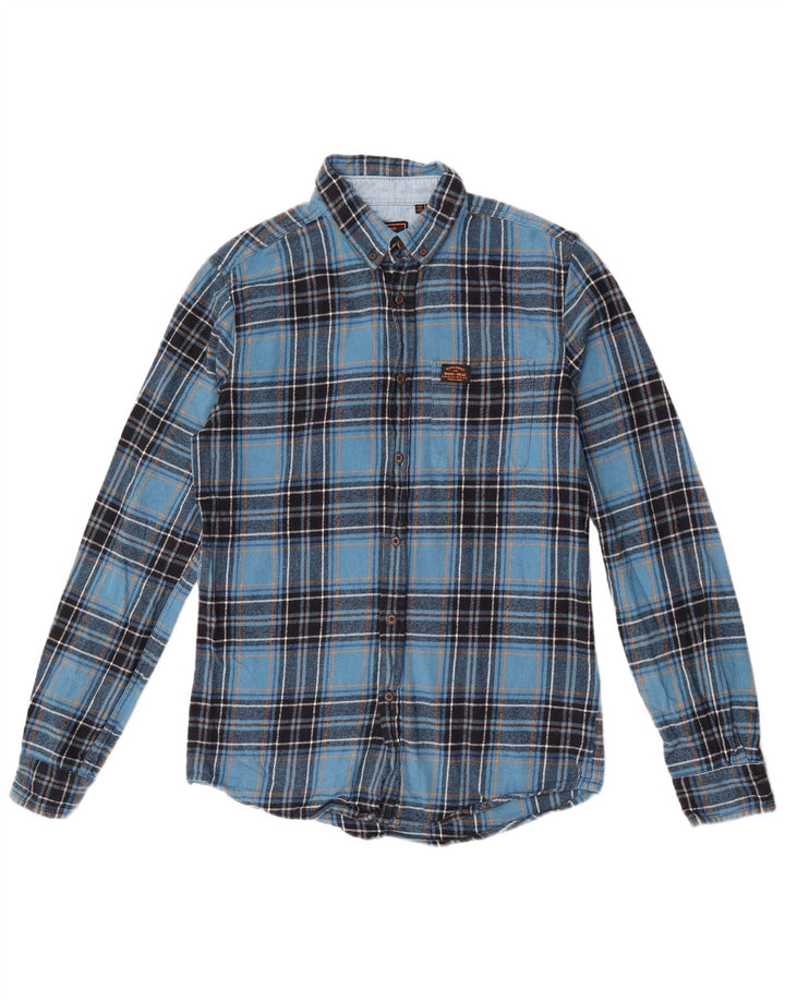 Superdry Chemise en flanelle à petits carreaux bleus en coton