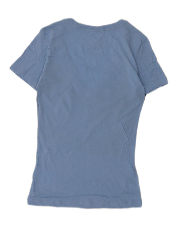 Nike Womens Slim Fit Graphic T-Shirt Top UK 10 Petit Bleu Coton