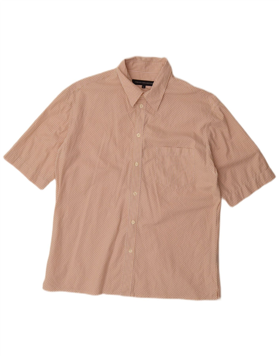 FRENCH CONNECTION Chemise à manches courtes pour homme en coton vichy beige