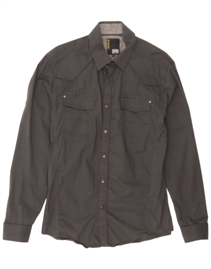 JACK & JONES Mens Graphic Shirt Large Black Vintage Jack & Jones and Second-Hand Jack & Jones from Messina Hembry 