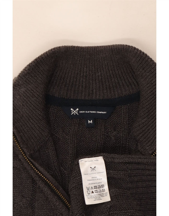 Crew Clothing Pull à col zippé pour homme en coton gris moyen