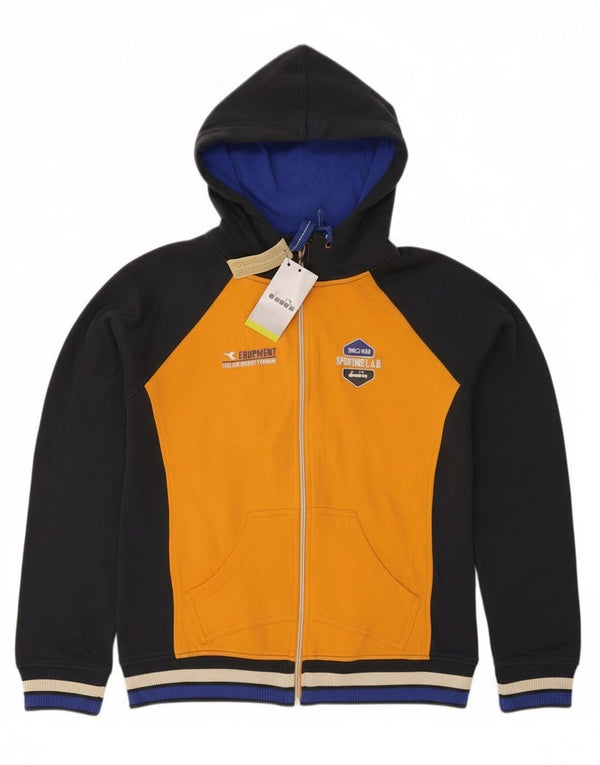 Diadora Pull à capuche zippé graphique pour garçon 13-14 ans 2XL Jaune Colorblock