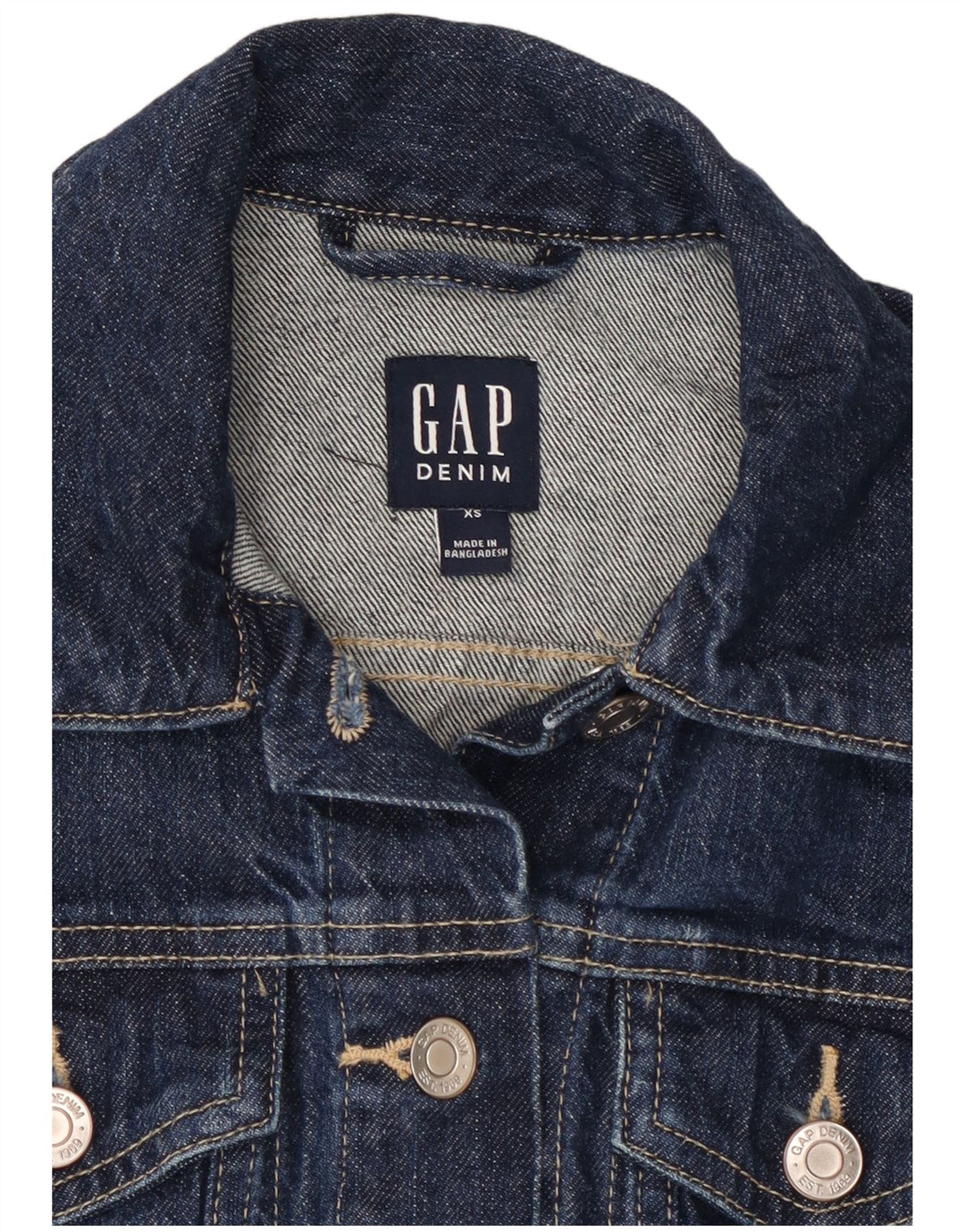 GAP Veste en Jean Femme UK 6 XS Bleu Marine Coton
