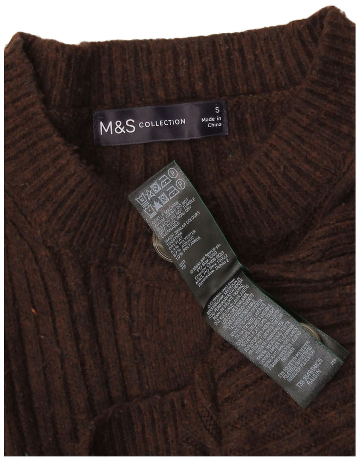 Marks & Spencer Pull cardigan court pour femme UK 10 Petit Marron Polyester