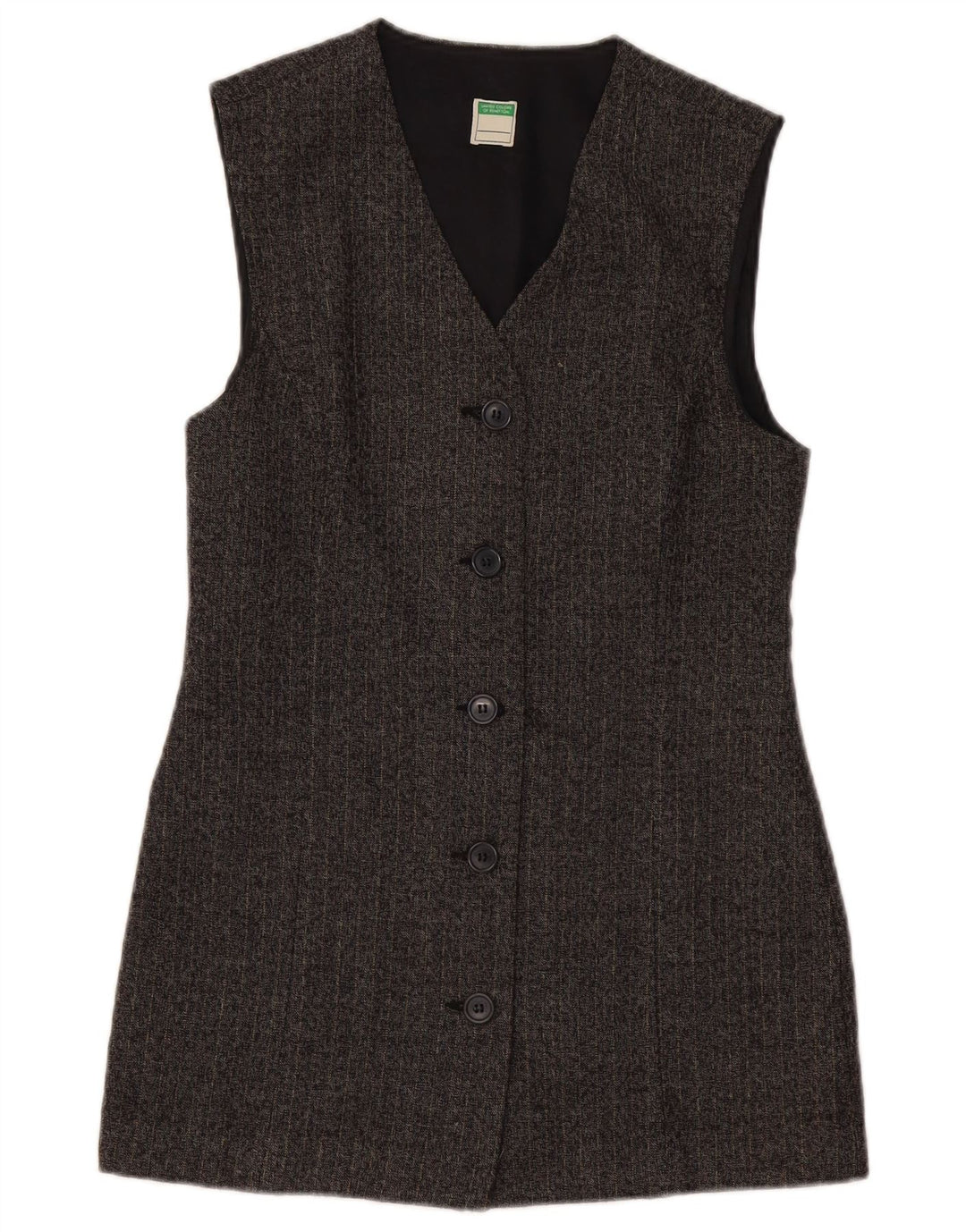 BENETTON Veste blazer longue pour femme UK 10 Petites rayures grises