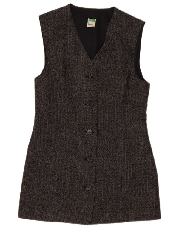 BENETTON Veste blazer longue pour femme UK 10 Petites rayures grises