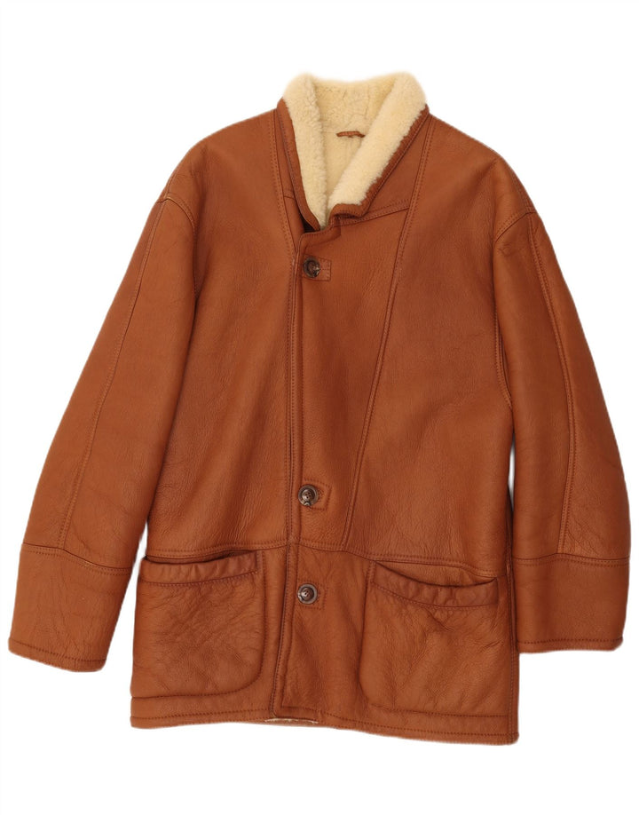 VINTAGE Veste en peau de mouton pour homme IT 52 XL en peau de mouton marron