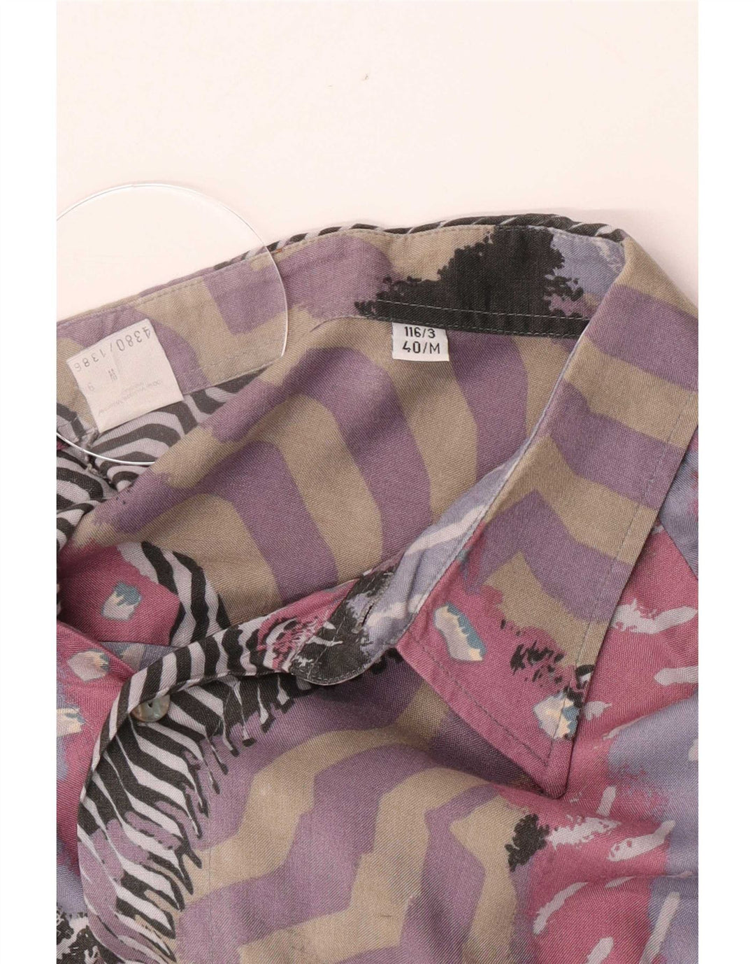 vintage Mens Abstract Pattern Shirt Taille 40 Viscose multicolore moyenne