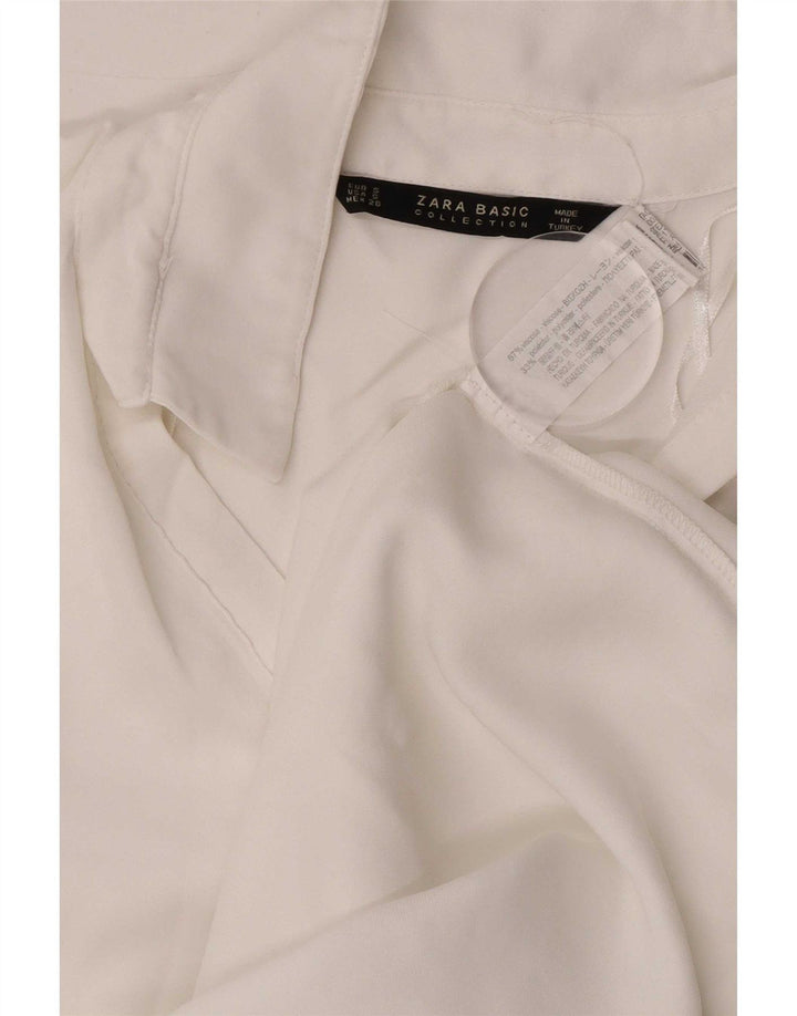 Zara Chemisier Femme Chemisier UK 10 Petite Viscose Blanche