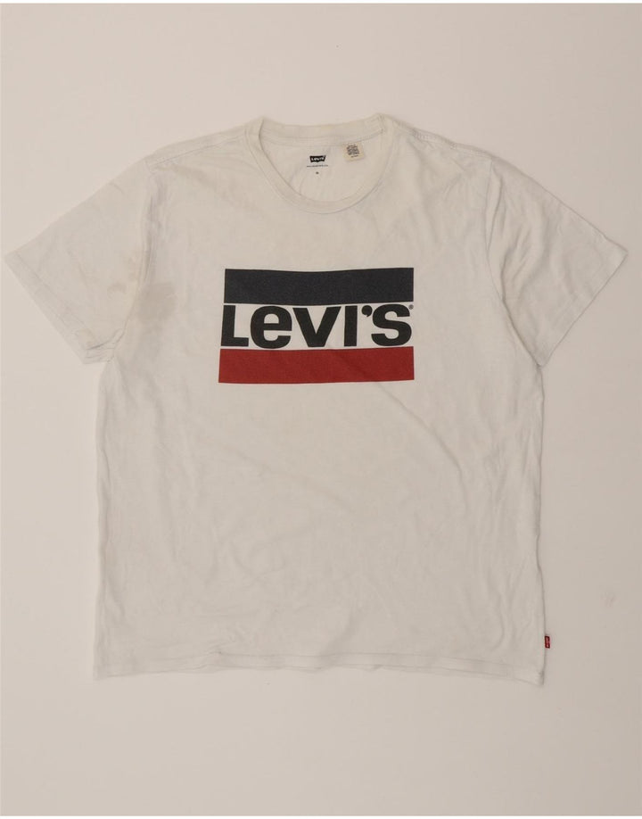 LEVI'S Mens Graphic T-Shirt Top XL White Vintage Levi's and Second-Hand Levi's from Messina Hembry 
