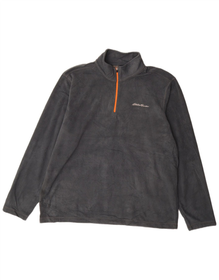 Eddie Bauer Pull polaire à col zippé pour homme XL Gris Polyester