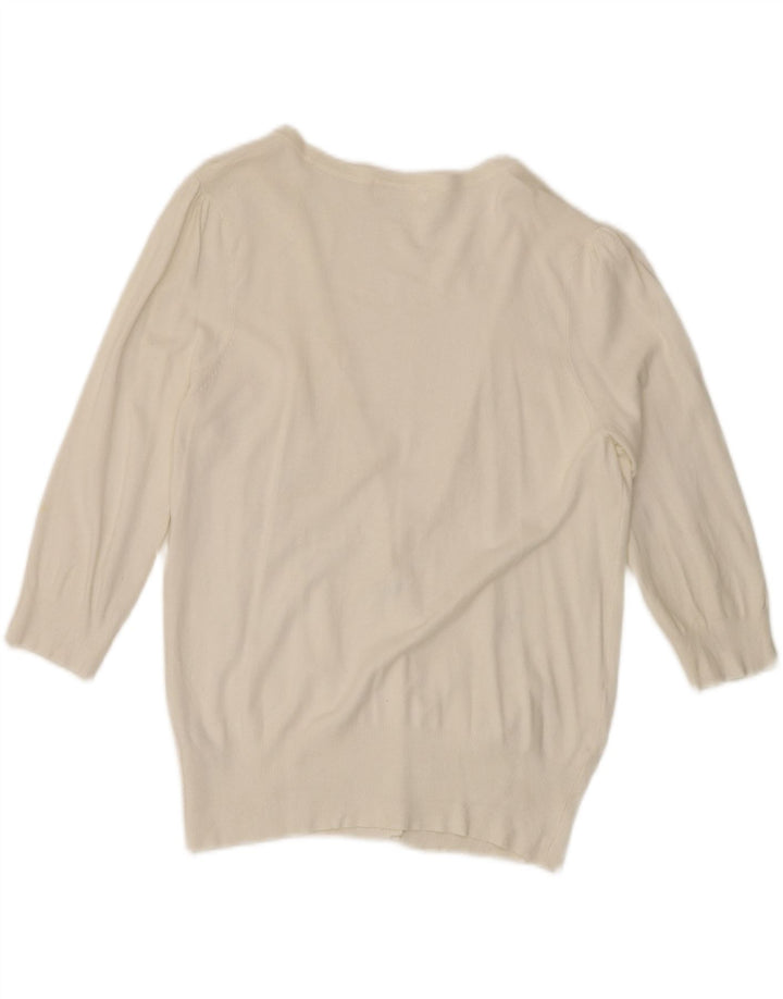 MARKS & SPENCER Womens Cardigan Sweater UK 16 Large White Viscose Vintage Marks & Spencer and Second-Hand Marks & Spencer from Messina Hembry 