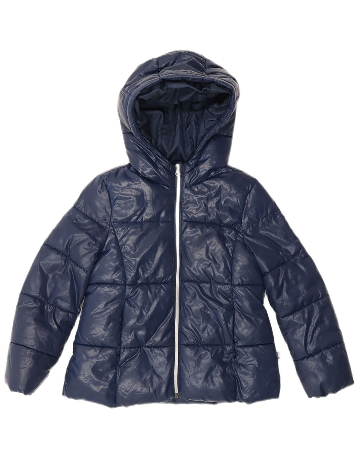 BENETTON Veste matelassée à capuche pour fille 6-7 ans Small Bleu marine Polyester