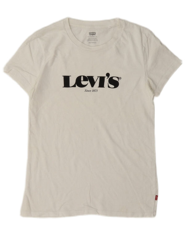 Levi's T-Shirt Graphique Oversize Femme UK 2 2XS Blanc