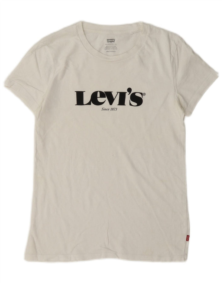Levi's T-Shirt Graphique Oversize Femme UK 2 2XS Blanc