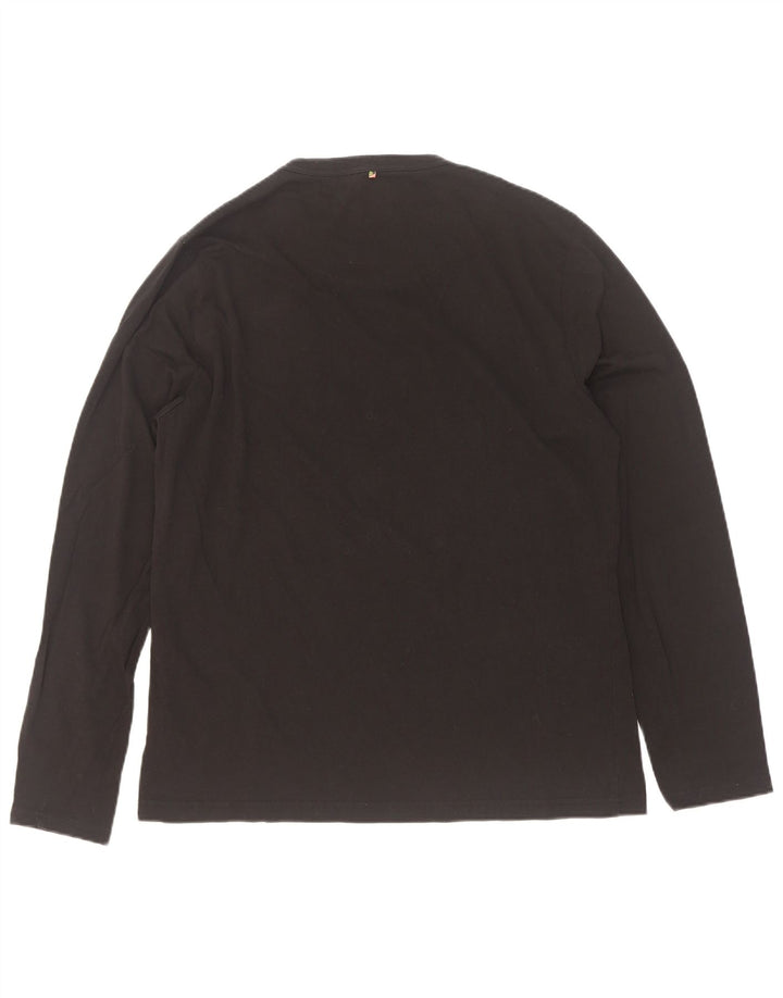 Pretty Green Haut graphique à manches longues pour homme en coton noir