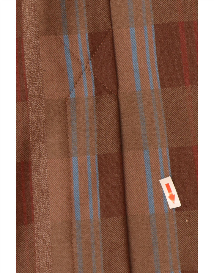 vintage Femme Taille Haute Jupe Droite IT 44 Moyen W26 Marron Plaid