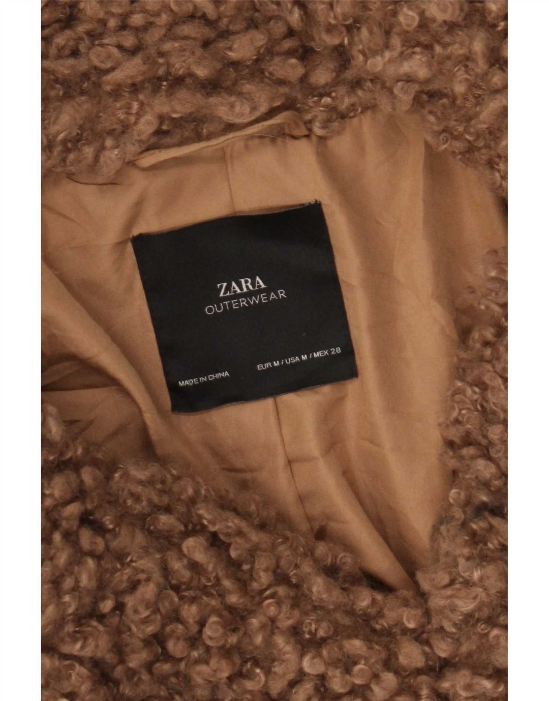 Zara Manteau surdimensionné en fausse fourrure pour femme UK 14 Marron moyen