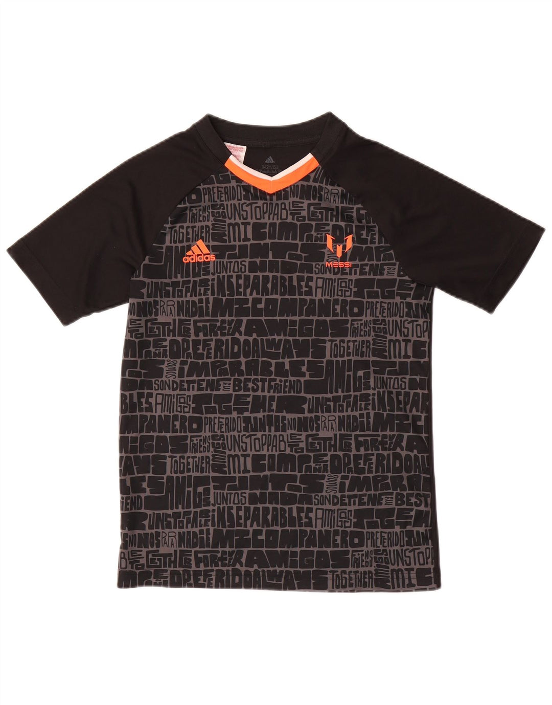 ADIDAS Garçons MESSI Abstract Pattern Graphic T-Shirt Top 11-12 ans Noir