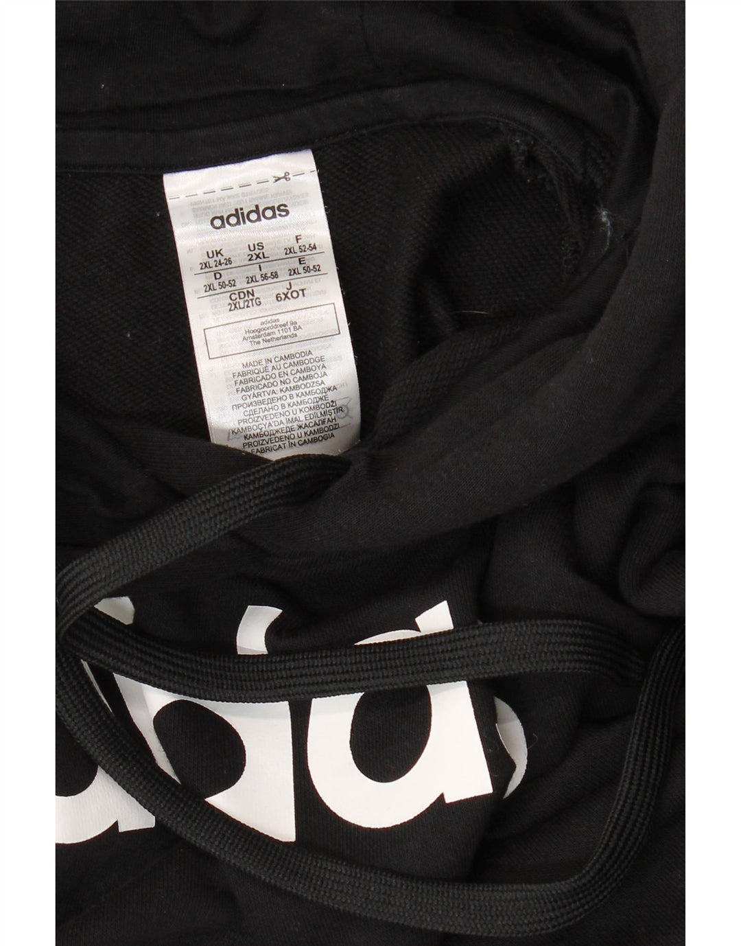 ADIDAS Pull à capuche graphique pour femme UK 24/26 2XL Coton noir