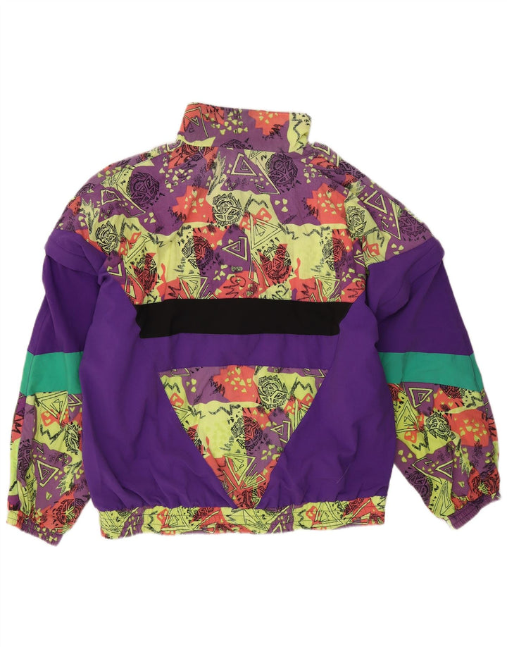 vintage Femme Survêtement Top Veste UK 16 Grand Multicolore Géométrique