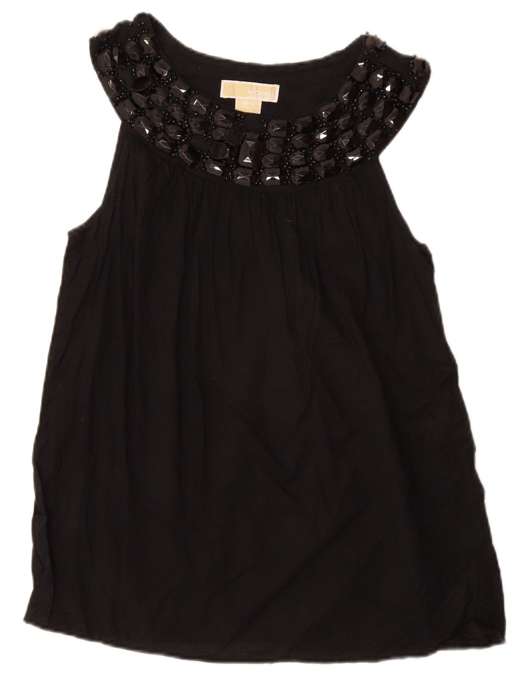 MICHAEL KORS Chemisier sans manches pour femme UK 12 en coton noir moyen