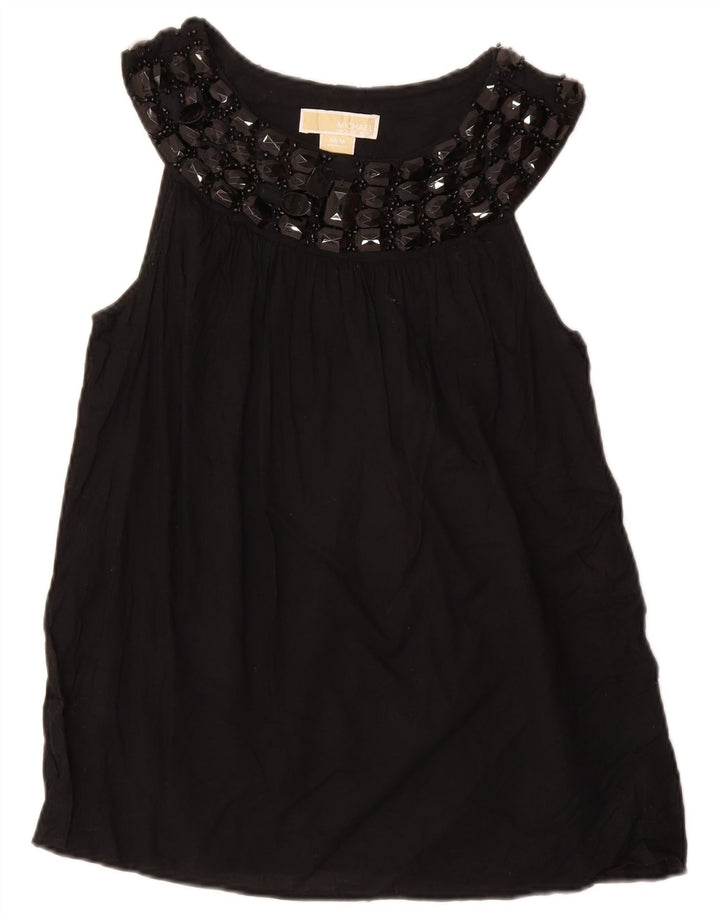 MICHAEL KORS Chemisier sans manches pour femme UK 12 en coton noir moyen